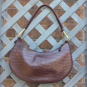 Vintage Faux Leather Crescent Shoulder Bag
